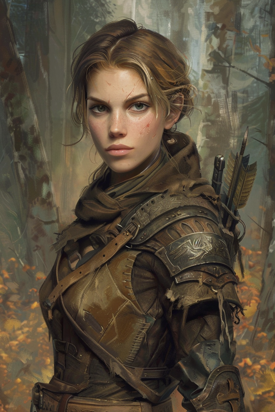 Brin Fletcher, borderland ranger and tracker who grew up in the Eastmarch woods, expression guarded and observant